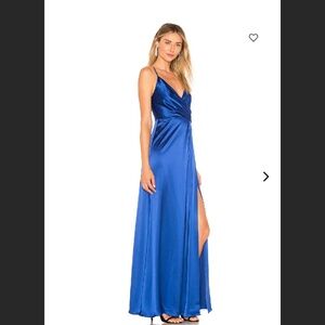 Jill Jill Stuart Women's Blue Faux Wrap Side Slit Satin Dress